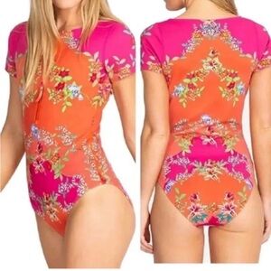 hnny Was Wave Surf Neoprene One Piece swimsuit multi-color floral large NWT $298